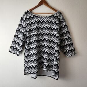 Como Vintage Women's 3X Chevron Elbow Sleeves Popover Knit Top